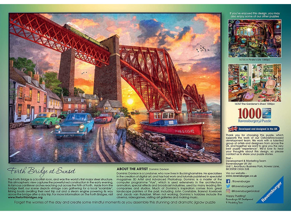 RAVENSBURGER Puzzle Forth Bridge pri západe slnka, Škótsko 1000 dielikov