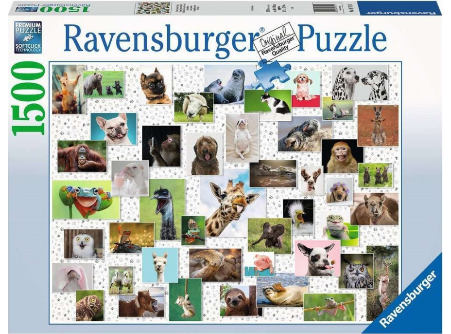 RAVENSBURGER Puzzle Koláž so zvieracími ksichtíkmi 1500 dielikov