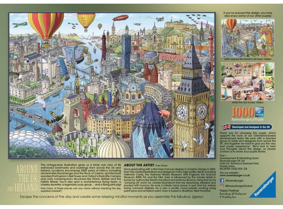 RAVENSBURGER Puzzle Okolo Veľkej Británie a Írska 1000 dielikov