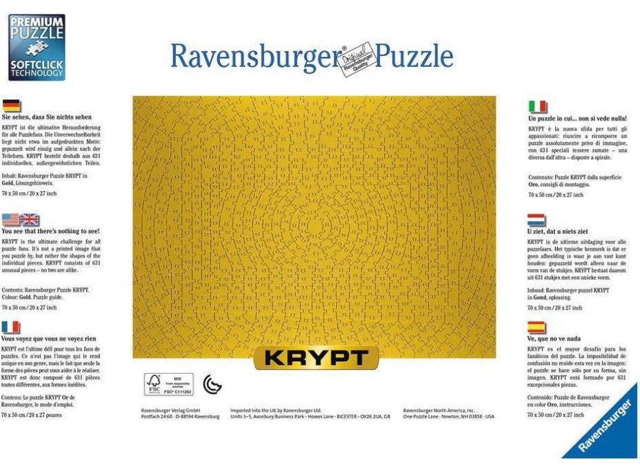 RAVENSBURGER Puzzle Krypt Gold 631 dielikov