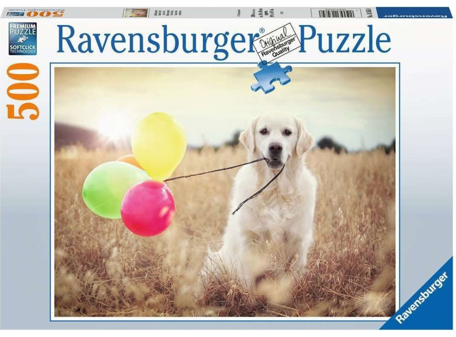 RAVENSBURGER Puzzle Labrador s balónikmi 500 dielikov