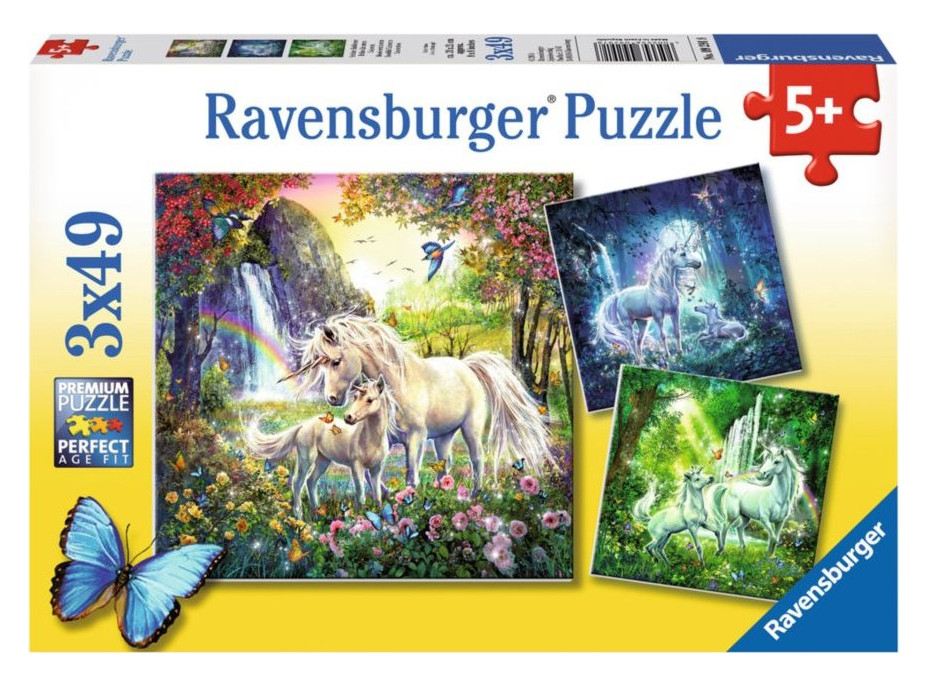 RAVENSBURGER Puzzle Nádherní jednorožci 3x49 dielikov