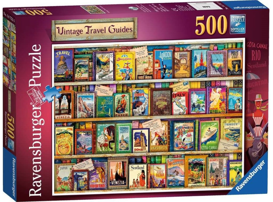 RAVENSBURGER Puzzle Historické cestovné príručky 500 dielikov