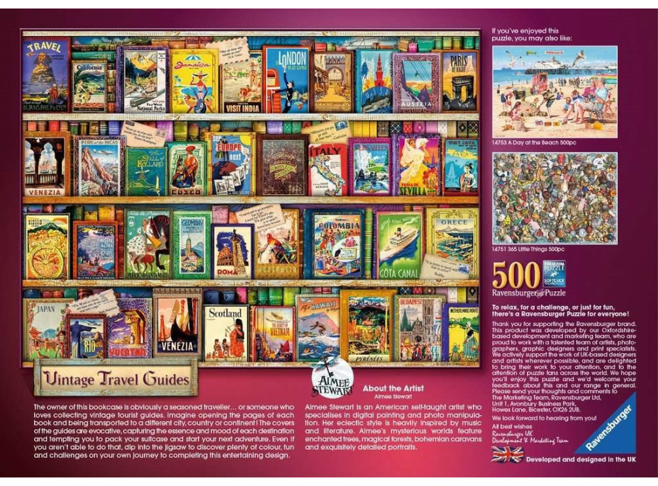 RAVENSBURGER Puzzle Historické cestovné príručky 500 dielikov