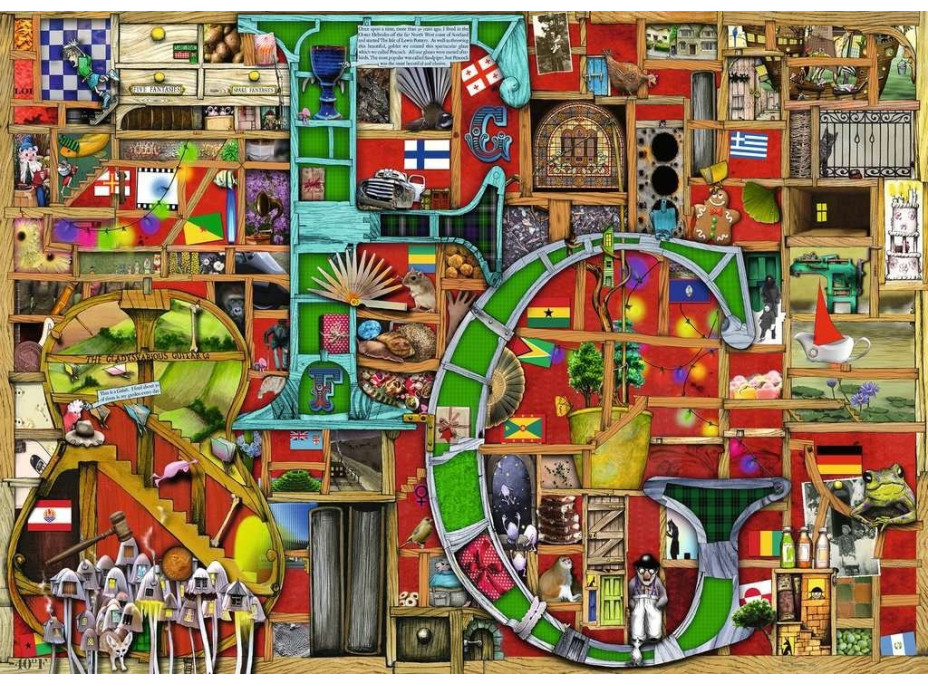 RAVENSBURGER Puzzle Úžasná abeceda - písmeno F a G 1000 dielikov