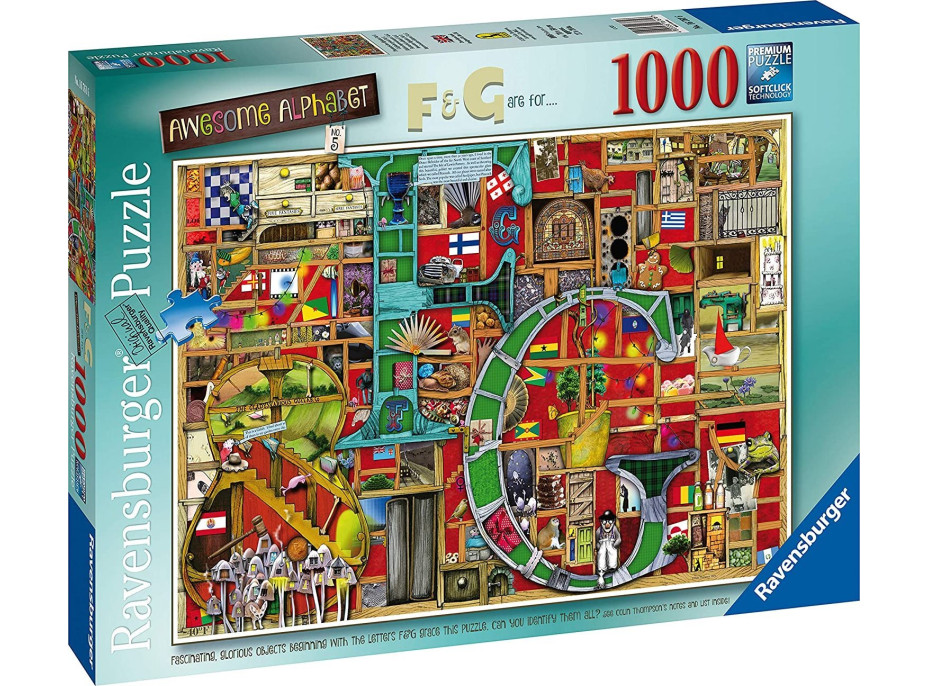 RAVENSBURGER Puzzle Úžasná abeceda - písmeno F a G 1000 dielikov