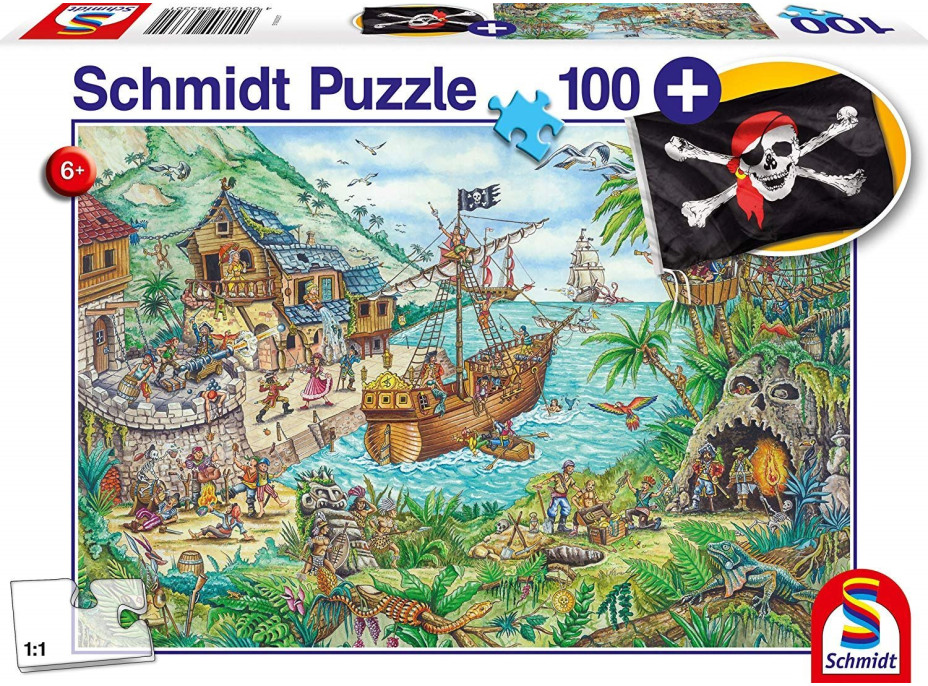 SCHMIDT Puzzle V pirátskej zátoke 100 dielikov + darček (pirátska vlajka)