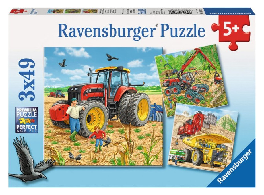 RAVENSBURGER Puzzle Veľké stroje 3x49 dielikov