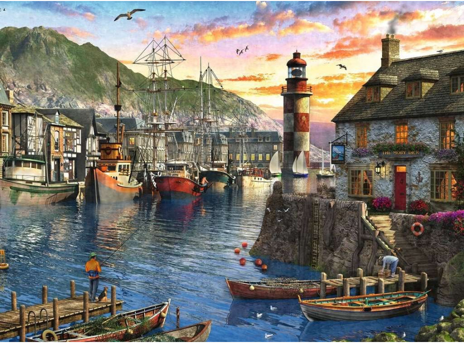 RAVENSBURGER Puzzle Východ slnka v prístave 500 dielikov