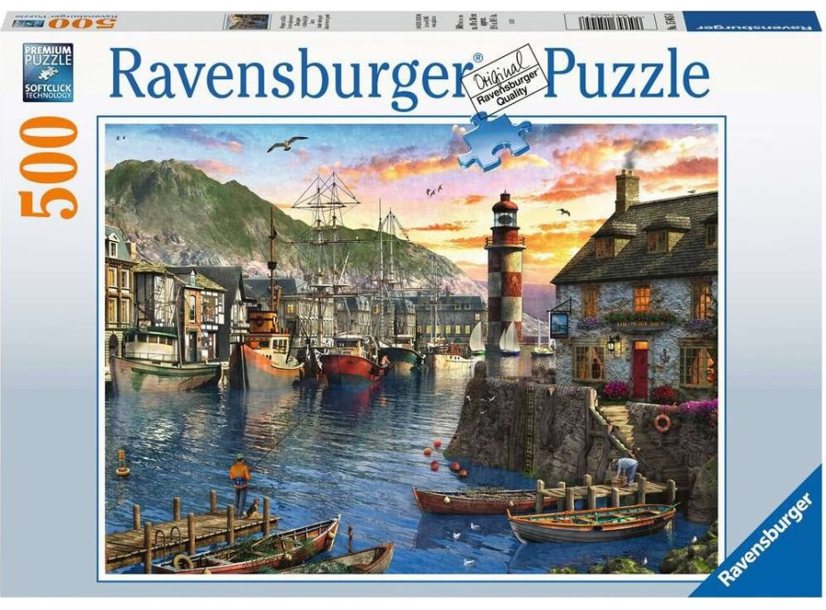 RAVENSBURGER Puzzle Východ slnka v prístave 500 dielikov