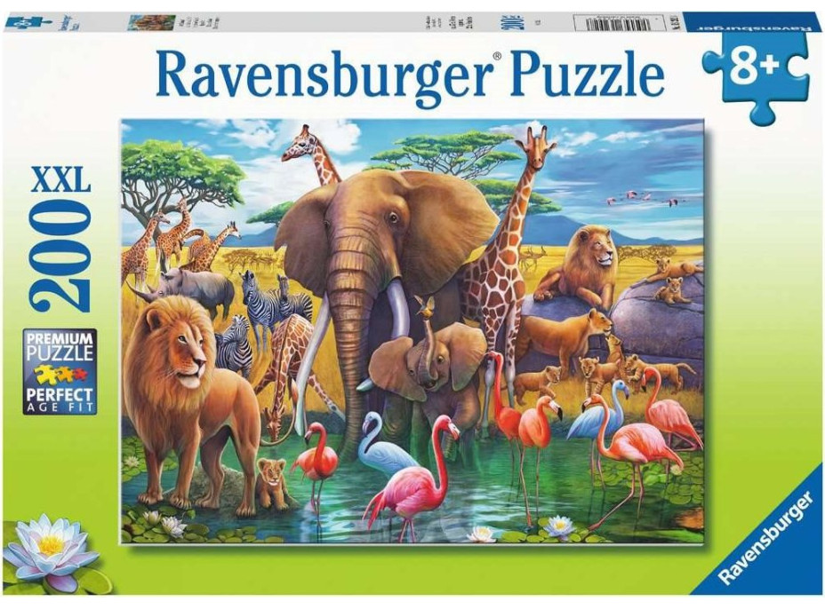 RAVENSBURGER Puzzle Zvieratá pri napájadle XXL 200 dielikov