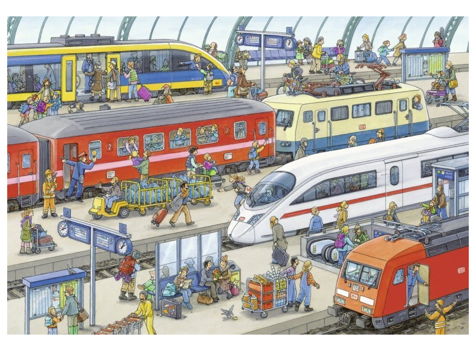 RAVENSBURGER Puzzle Rušná vlaková stanica 2x24 dielikov