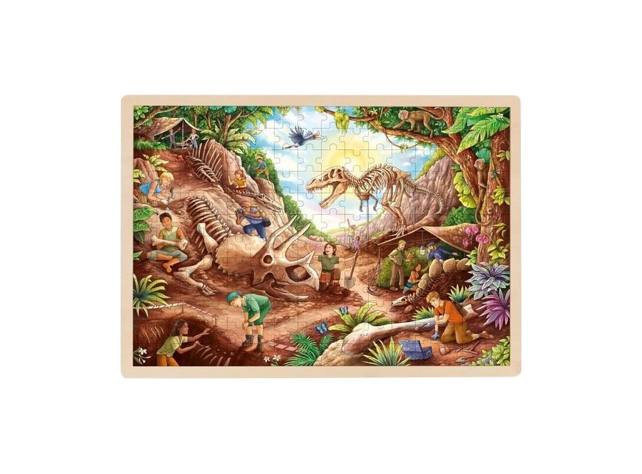 GOKI Drevené puzzle Dinosaurie vykopávky 192 dielikov