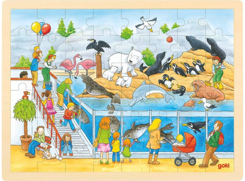 GOKI Drevené puzzle Návšteva Zoo 48 dielikov