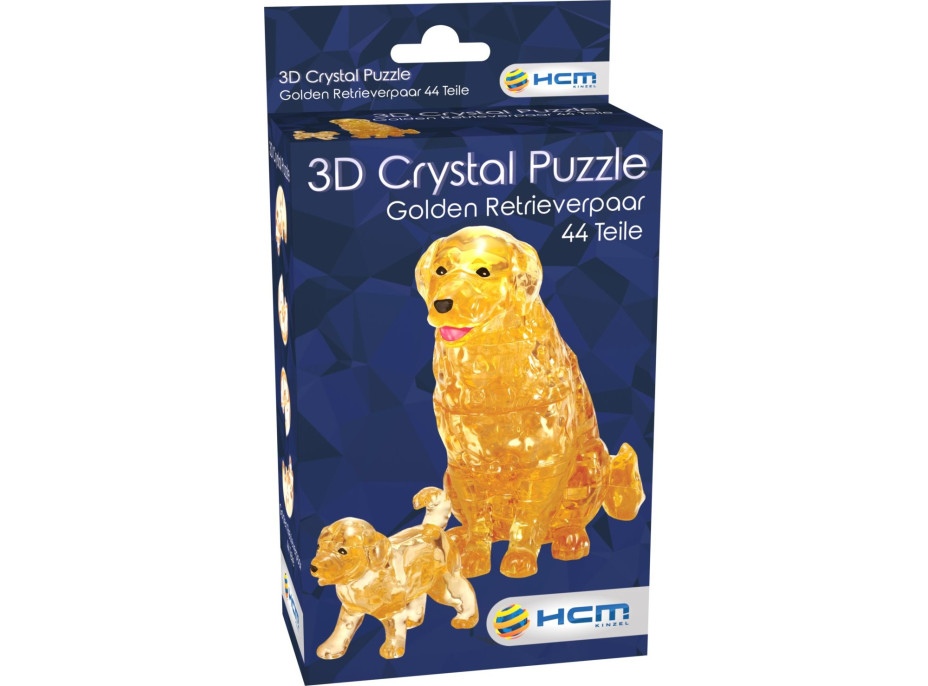 HCM KINZEL 3D Crystal puzzle Zlatý retriever a šteňa 44 dielikov