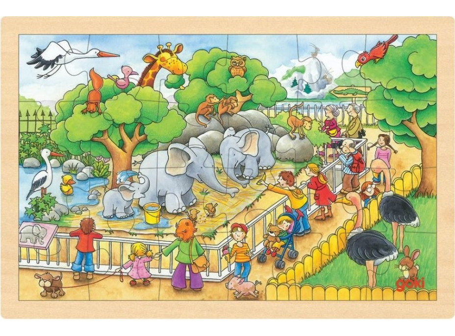 GOKI Drevené puzzle Návšteva ZOO 24 dielikov