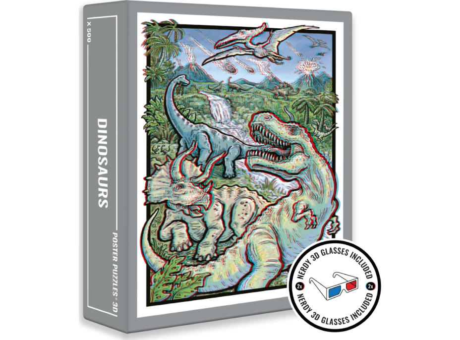 CLOUDBERRIES Puzzle Dinosaurs 3D s okuliarmi 500 dielikov