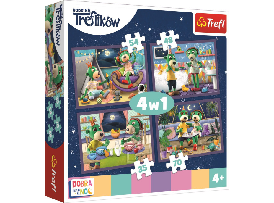 Puzzle Dobrú noc, Treflíci: Večerné rituály 4v1 (35,48,54,70 dielikov)