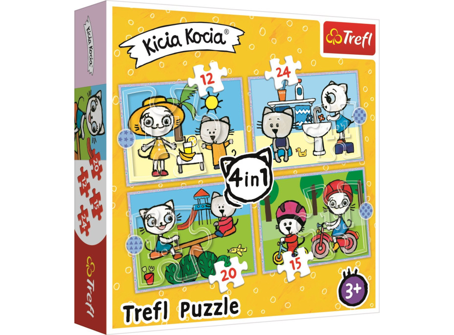 TREFL Puzzle Kicia Kocia: Deň mačičky 4v1 (12,15,20,24 dielikov)