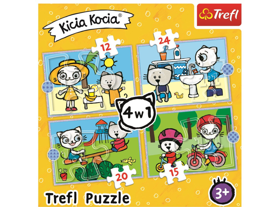 TREFL Puzzle Kicia Kocia: Deň mačičky 4v1 (12,15,20,24 dielikov)