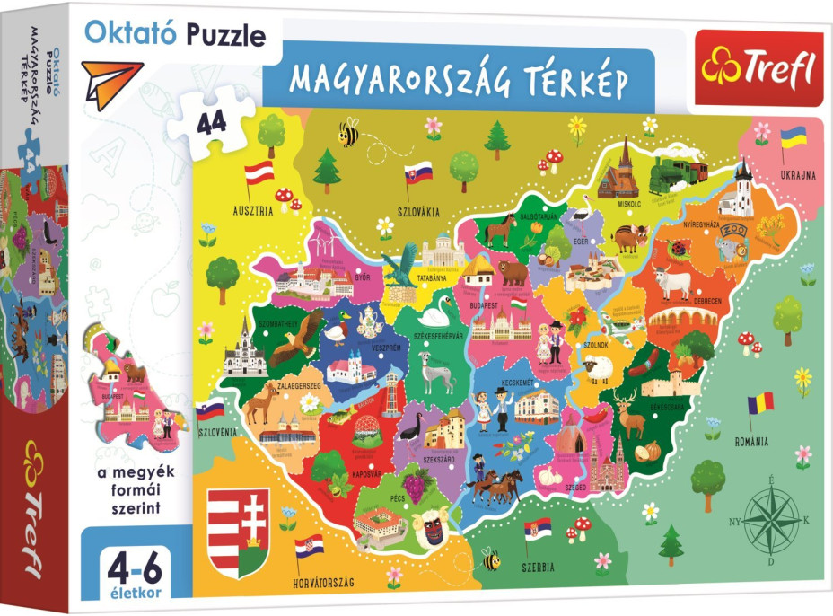 TREFL Puzzle Mapa Maďarska 44 dielikov