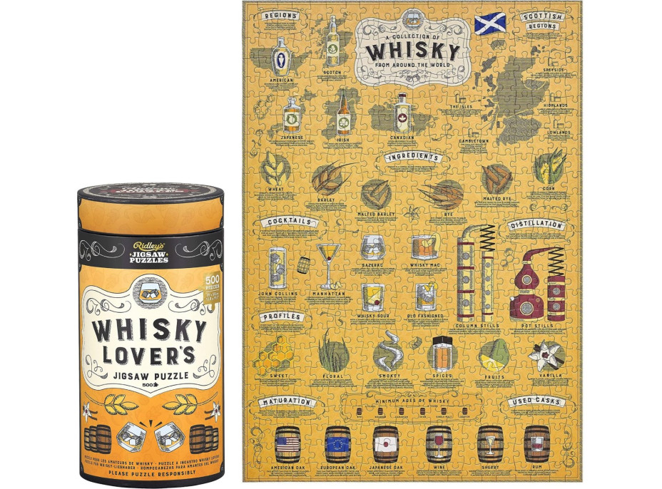 RIDLEY&#39;S GAMES Puzzle Pre milovníkov whisky 500 dielikov