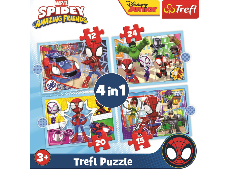 TREFL Puzzle Spidey a jeho úžasní priatelia 4v1 (12,15,20,24 dielikov)