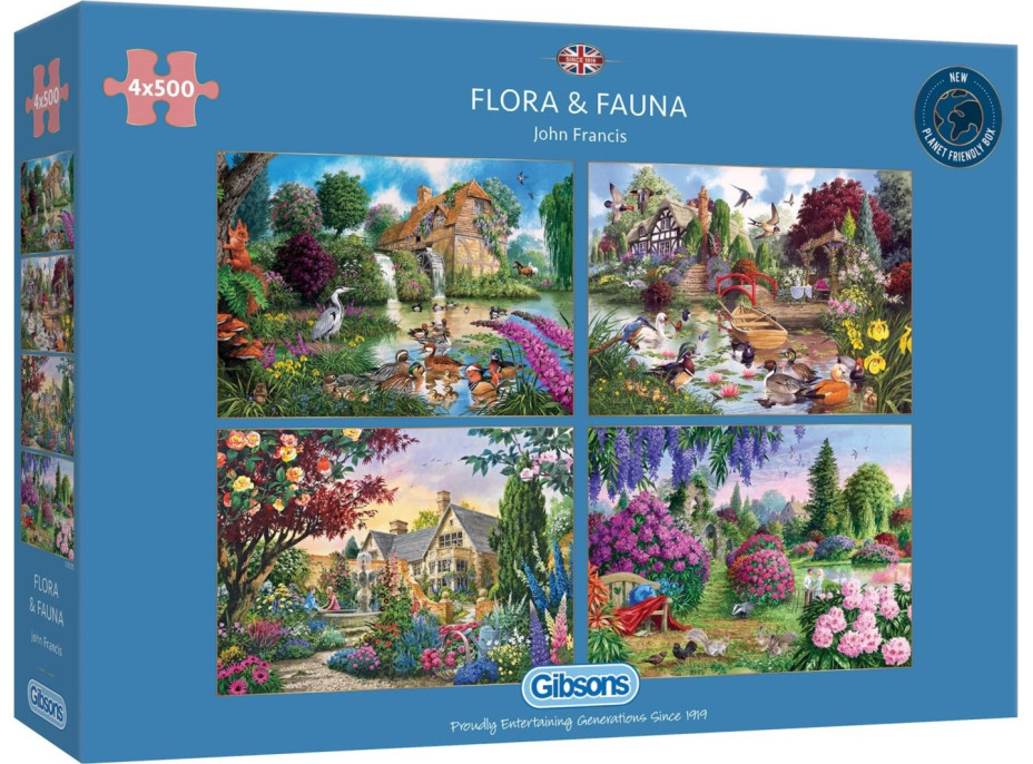 GIBSONS Puzzle Flora & Fauna 4x500 dielikov