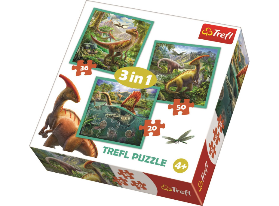 TREFL Puzzle Neobyčajný svet dinosaurov 3v1 (20,36,50 dielikov)