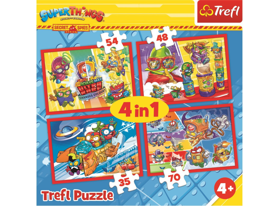 TREFL Puzzle Super Things: Tajní špióni 4v1 (35,48,54,70 dielikov)