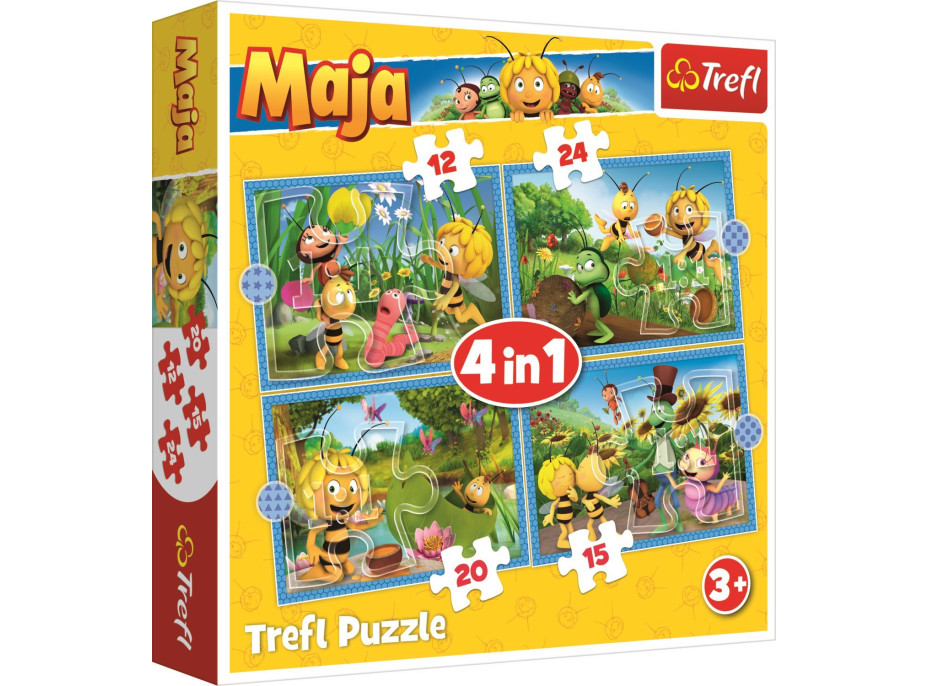 TREFL Puzzle Včielka Maja: Dobrodružstvo 4v1 (12,15,20,24 dielikov)