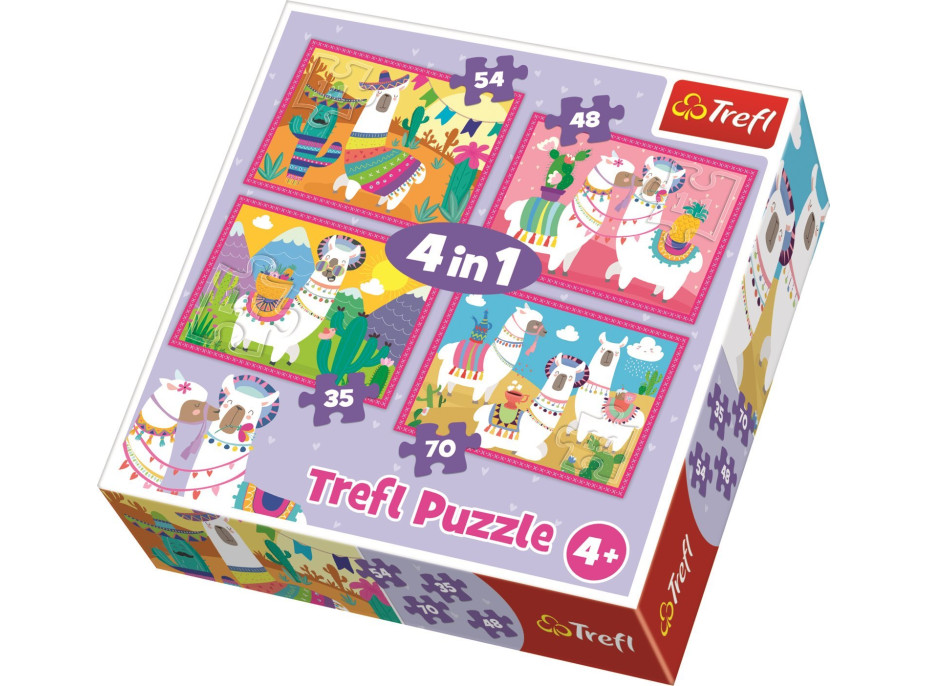 TREFL Puzzle Veselé lamy 4v1 (35,48,54,70 dielikov)