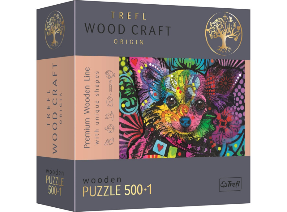 TREFL Wood Craft Origin puzzle Farebné šteňa 501 dielikov