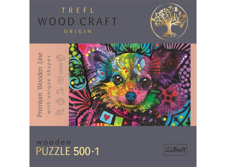 TREFL Wood Craft Origin puzzle Farebné šteňa 501 dielikov