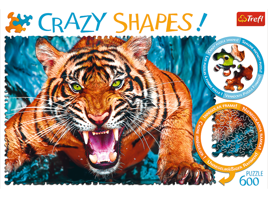 TREFL Crazy Shapes puzzle Útok tigra 600 dielikov