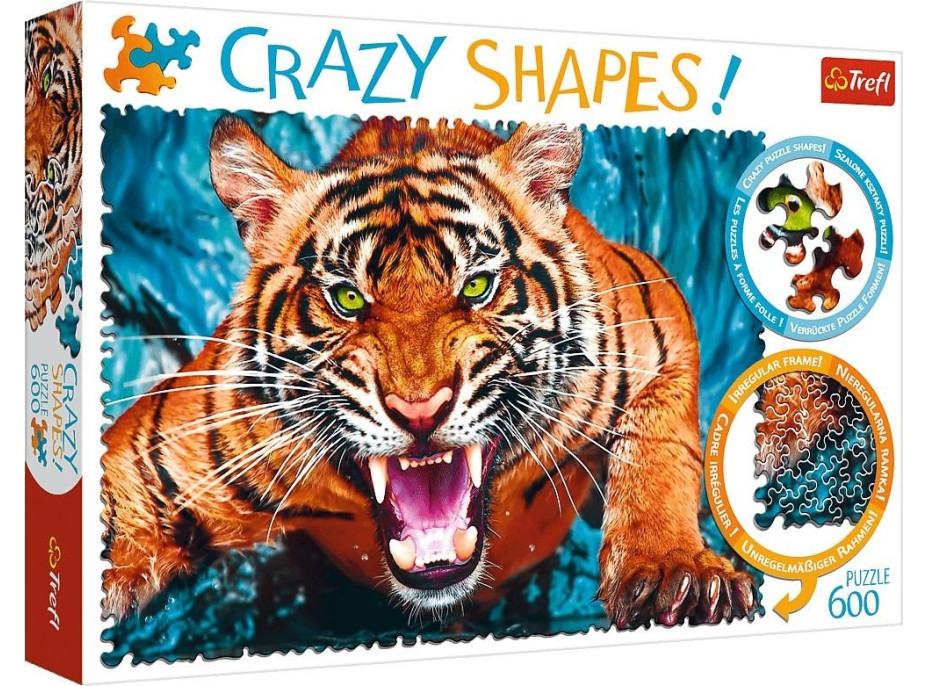 TREFL Crazy Shapes puzzle Útok tigra 600 dielikov