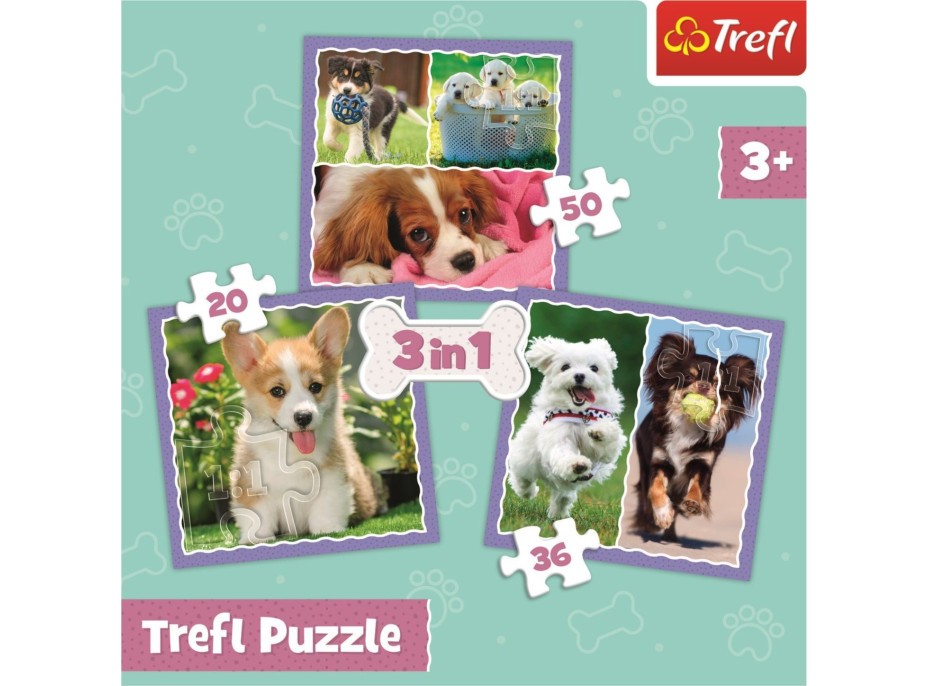 TREFL Puzzle Roztomilé šteňatá 3v1 (20,36,50 dielikov)