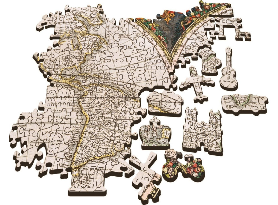 Trefl Wood Craft Origin puzzle Antická mapa sveta 1000 dielikov