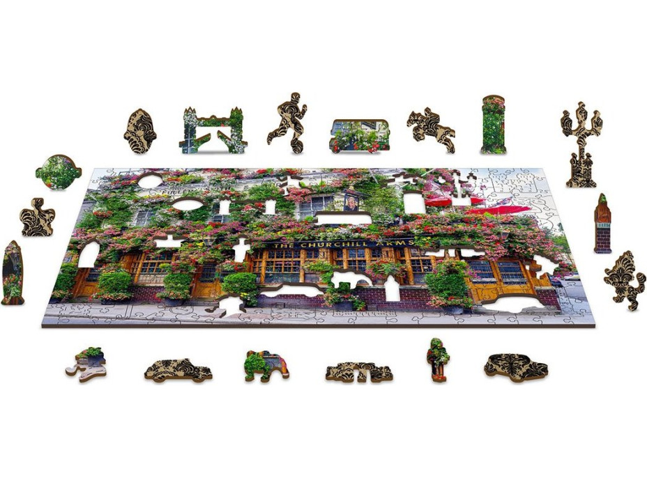 WOODEN CITY Drevené puzzle Londýnska krčma 2v1, 75 dielikov EKO