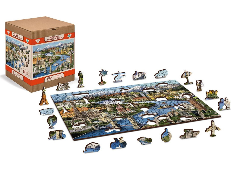 WOODEN CITY Drevené puzzle Svetové pamiatky 2v1, 75 dielikov EKO