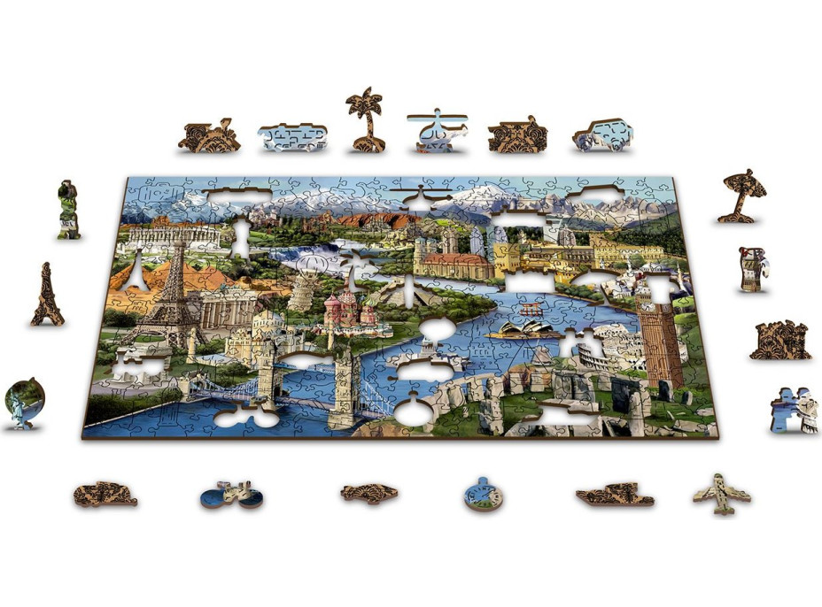 WOODEN CITY Drevené puzzle Svetové pamiatky 2v1, 75 dielikov EKO