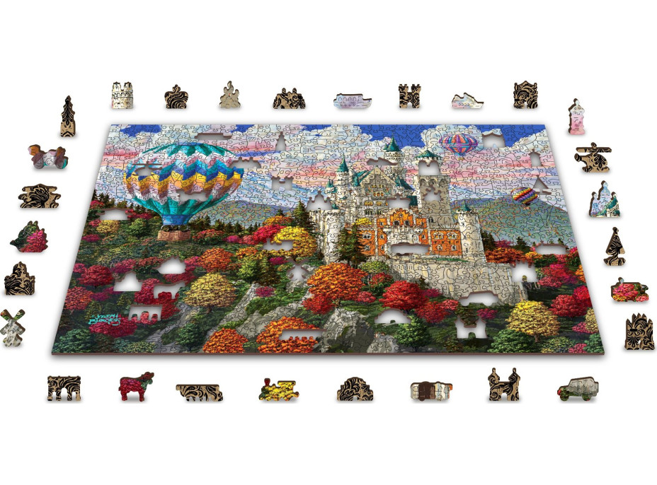 WOODEN CITY Drevené puzzle Zámok Neuschwanstein 2v1, 1010 dielikov EKO