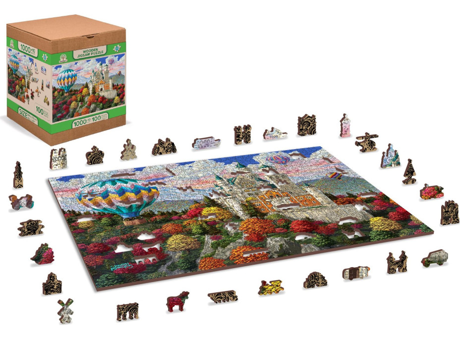 WOODEN CITY Drevené puzzle Zámok Neuschwanstein 2v1, 1010 dielikov EKO