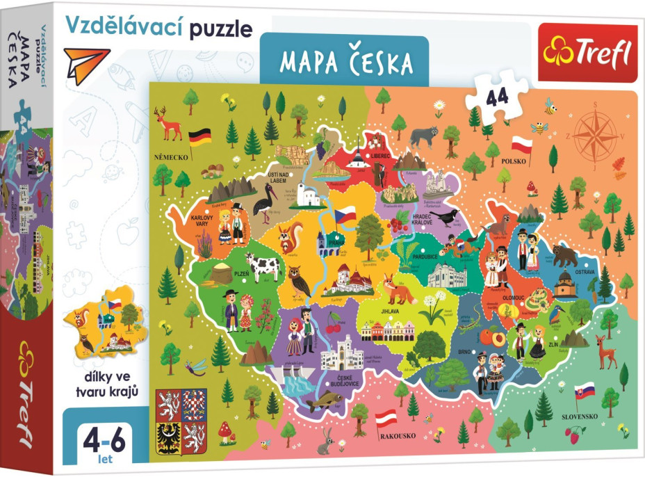 TREFL Puzzle Mapa Českej republiky 44 dielikov