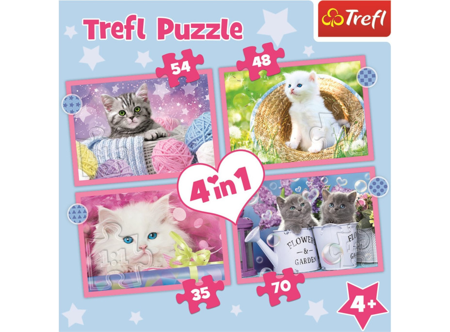 TREFL Puzzle Veselé mačičky 4v1 (35,48,54,70 dielikov)