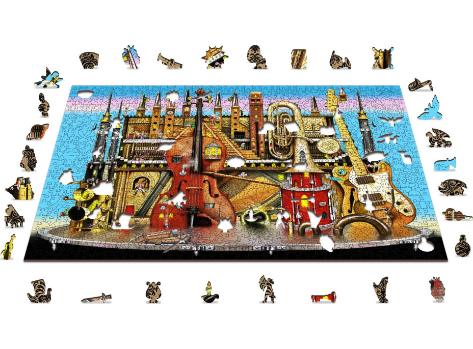 WOODEN CITY Drevené puzzle Hudobný hrad 2v1, 1010 dielikov EKO