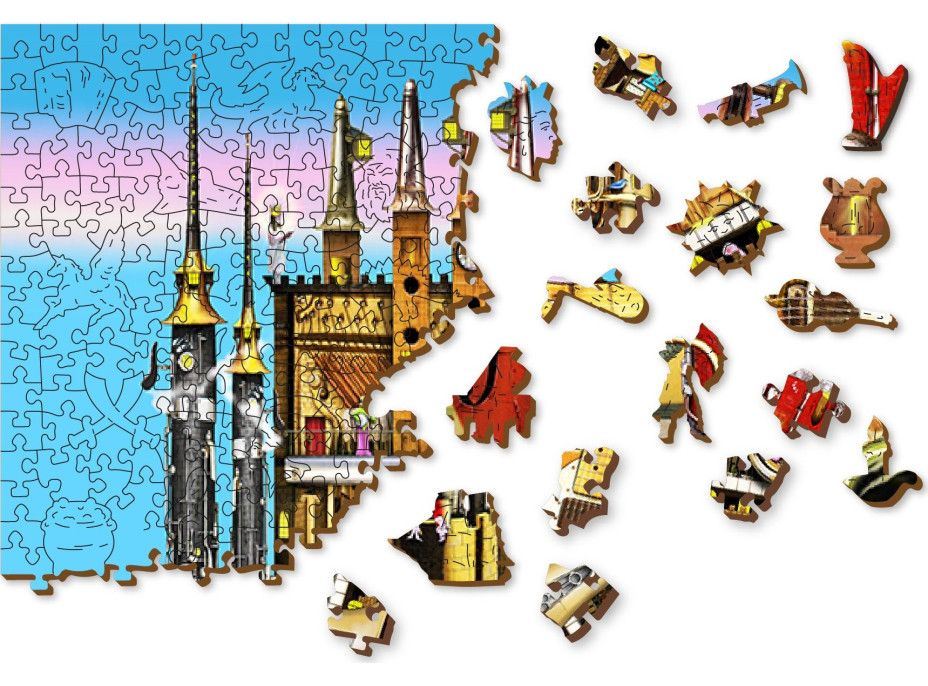 WOODEN CITY Drevené puzzle Hudobný hrad 2v1, 1010 dielikov EKO