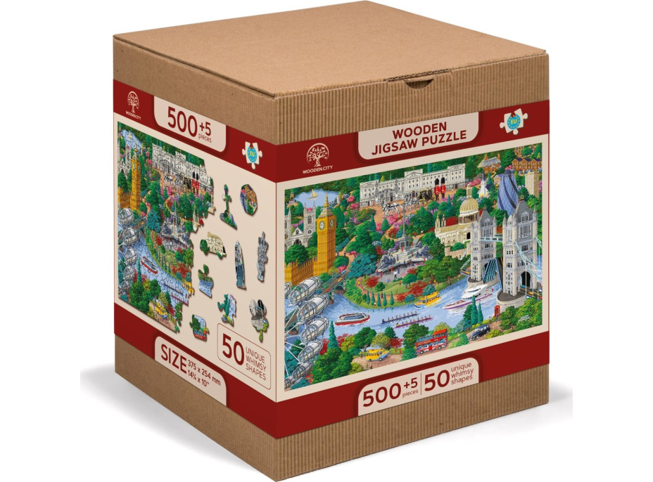 WOODEN CITY Drevené puzzle Londýnske pamiatky 2v1, 505 dielikov EKO