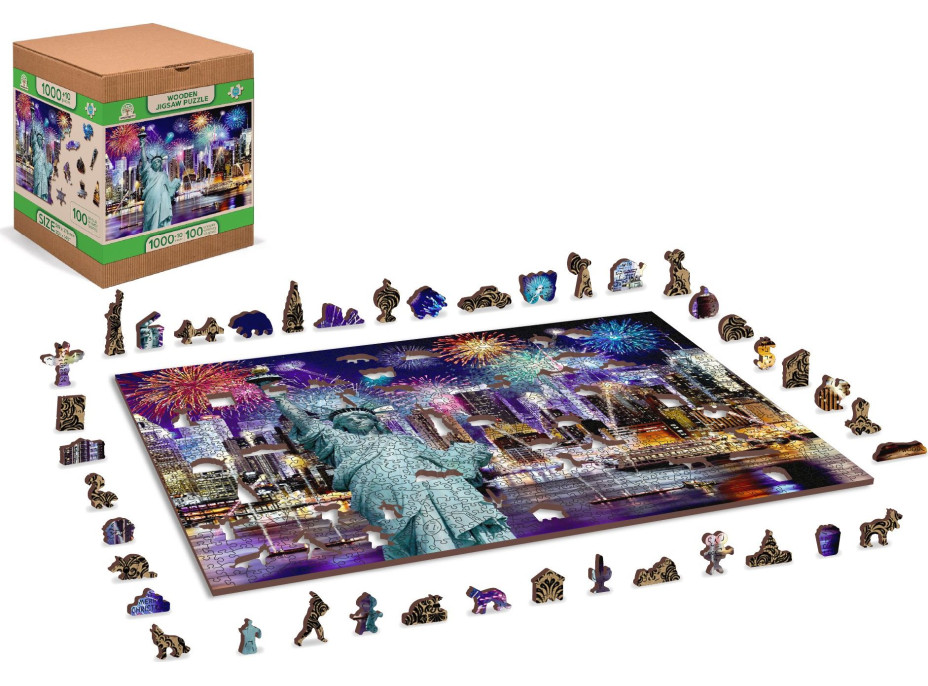 WOODEN CITY Drevené puzzle Nočná New York 2v1, 1010 dielikov EKO