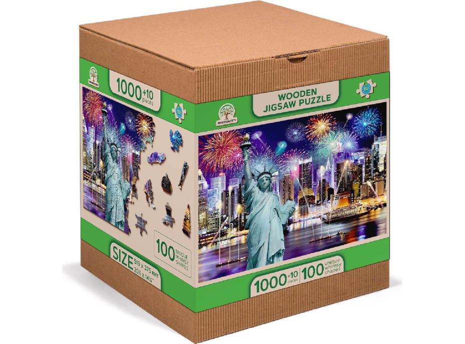 WOODEN CITY Drevené puzzle Nočná New York 2v1, 1010 dielikov EKO